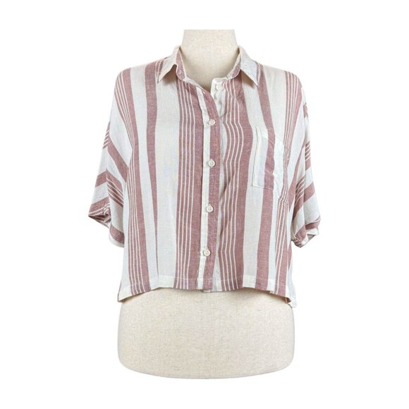 THREAD & SUPPLY STRIPED KIMONO SLEEVE CROPPED TOP, SIZE L - Picture 1 of 4